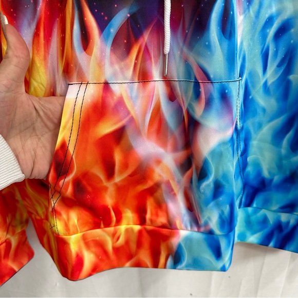 Cool Ice and Fire Dragon 3D Printing Long Sleeve Casual Loose Pullover Hoodie - Picture 2 of 7